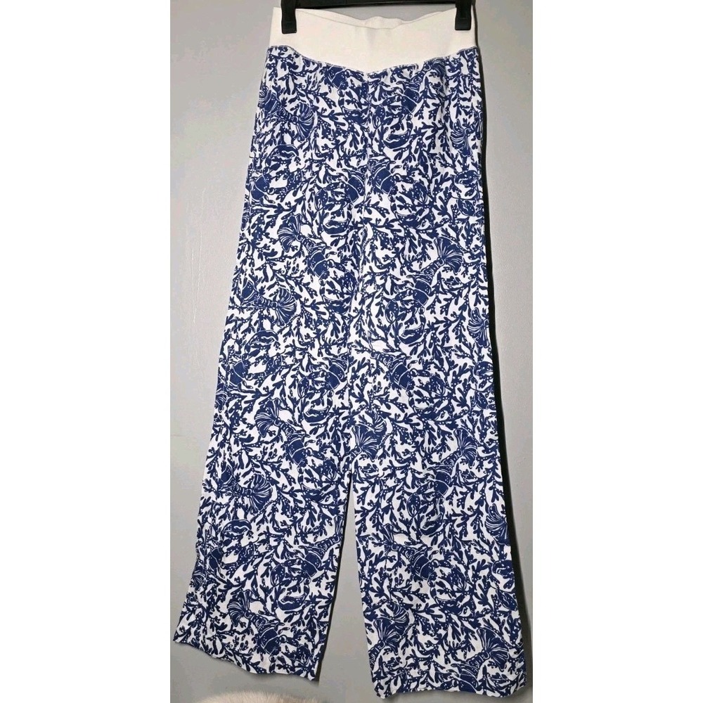 Lilly Pulitzer Womens Linen Size XSmall Beach Palazzo Pants In Oyster Bay Blue